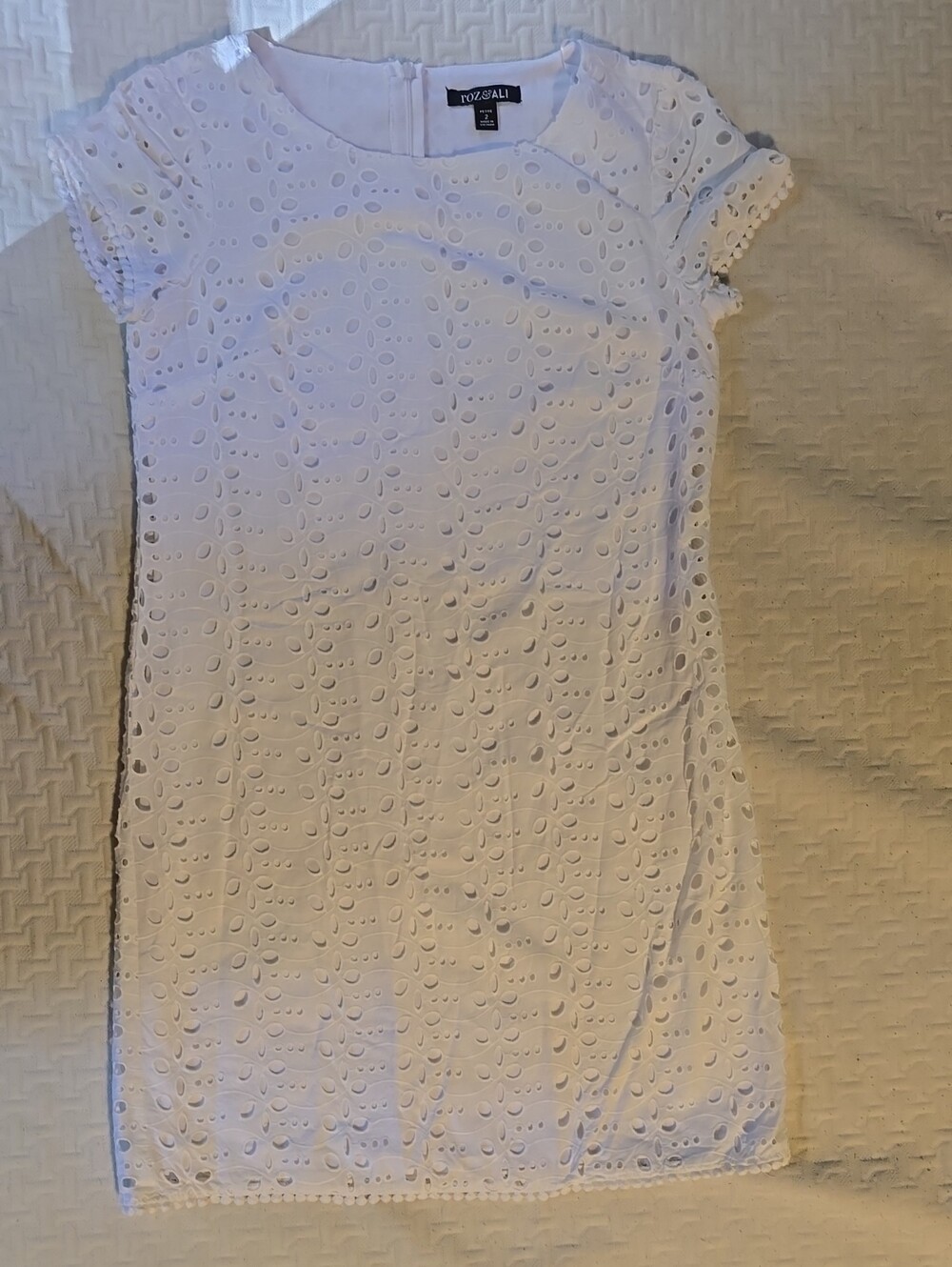 Roz & Ali White Eyelet Shift Mini Dress